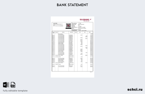 цифровая загрузка шаблон слова выписки по счету в Пакистане Silkbank